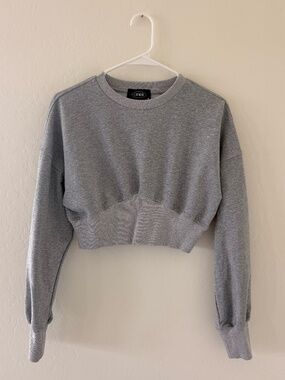 Cider Gray Cropped Sweatshirt Medium Cinched Waist Long Sleeve Casual